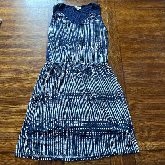 Anthropologie Deletta Janie Jersey Dress Blue Motif White Women’s Medium - Picture 9 of 12